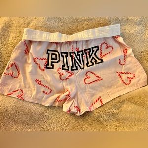 VS PINK candy cane boxy pajama shorts, size xs